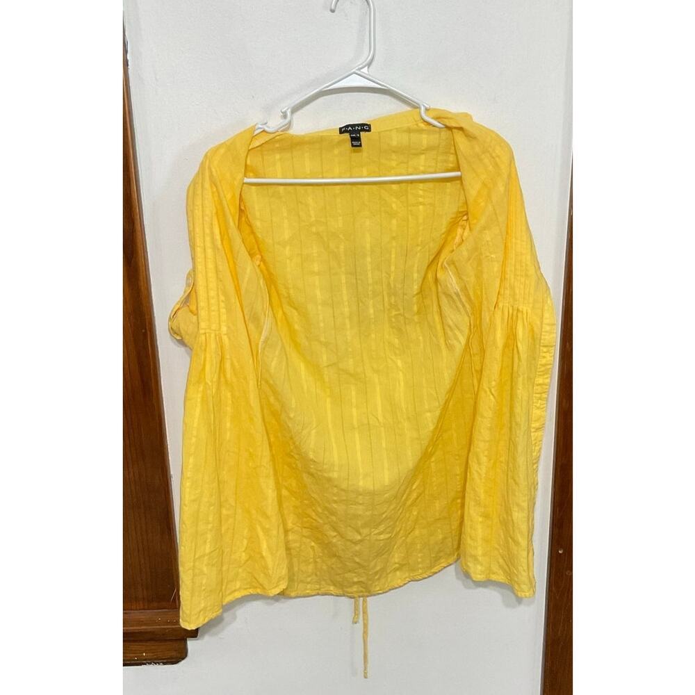 Y2K Style Fang Pintuck Blouse Tunic Button Front Tab Sleeves Size Small Cotton - Picture 6 of 8